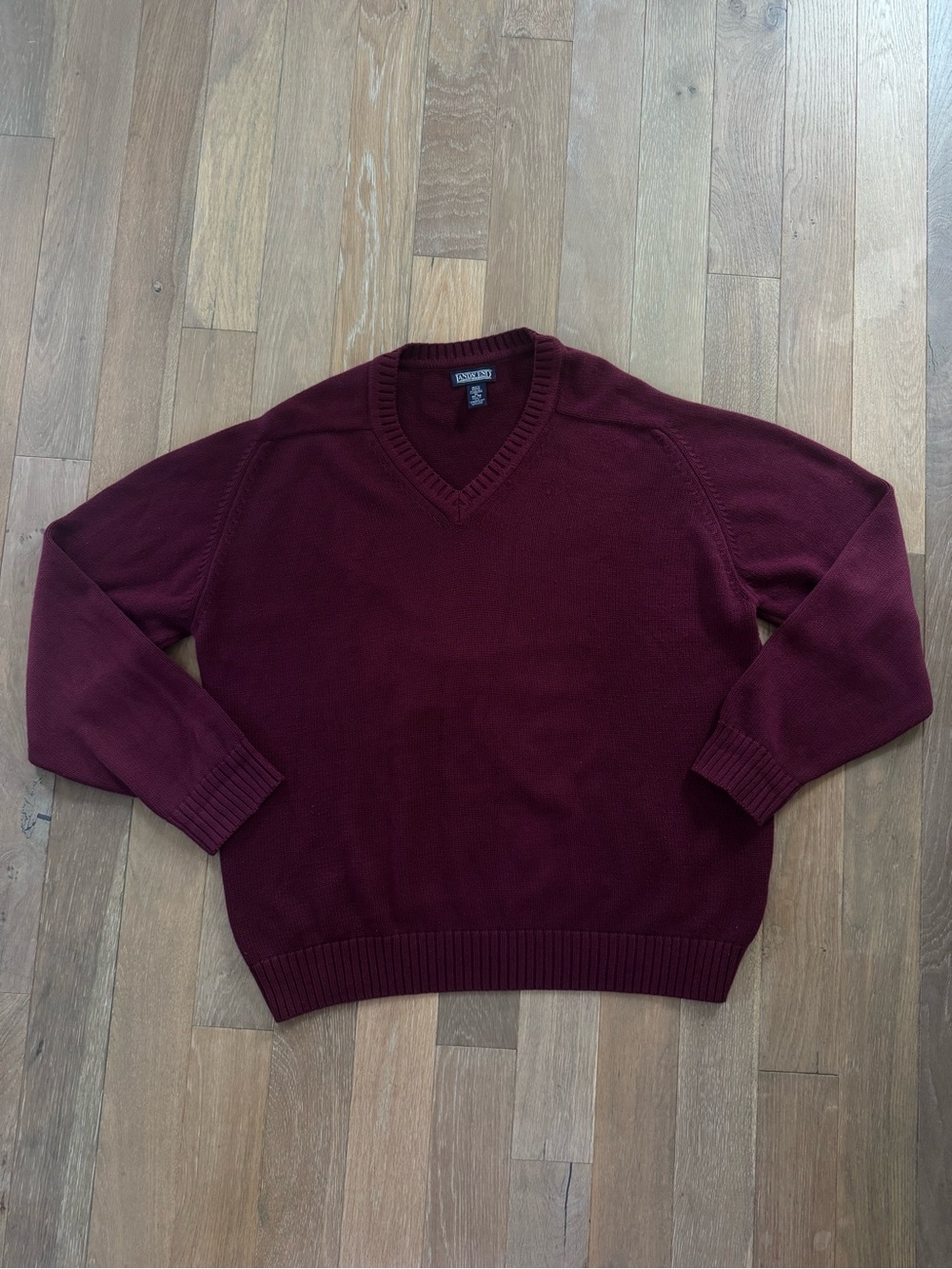 Lands' End Burgundy V-Neck Oversized Sweater
